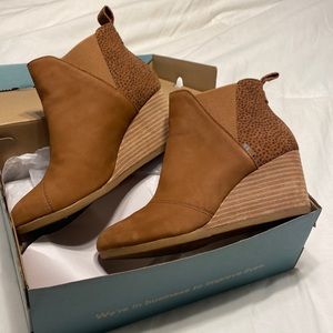 Toms Kelsey Wedge Bootie tan and cheetah